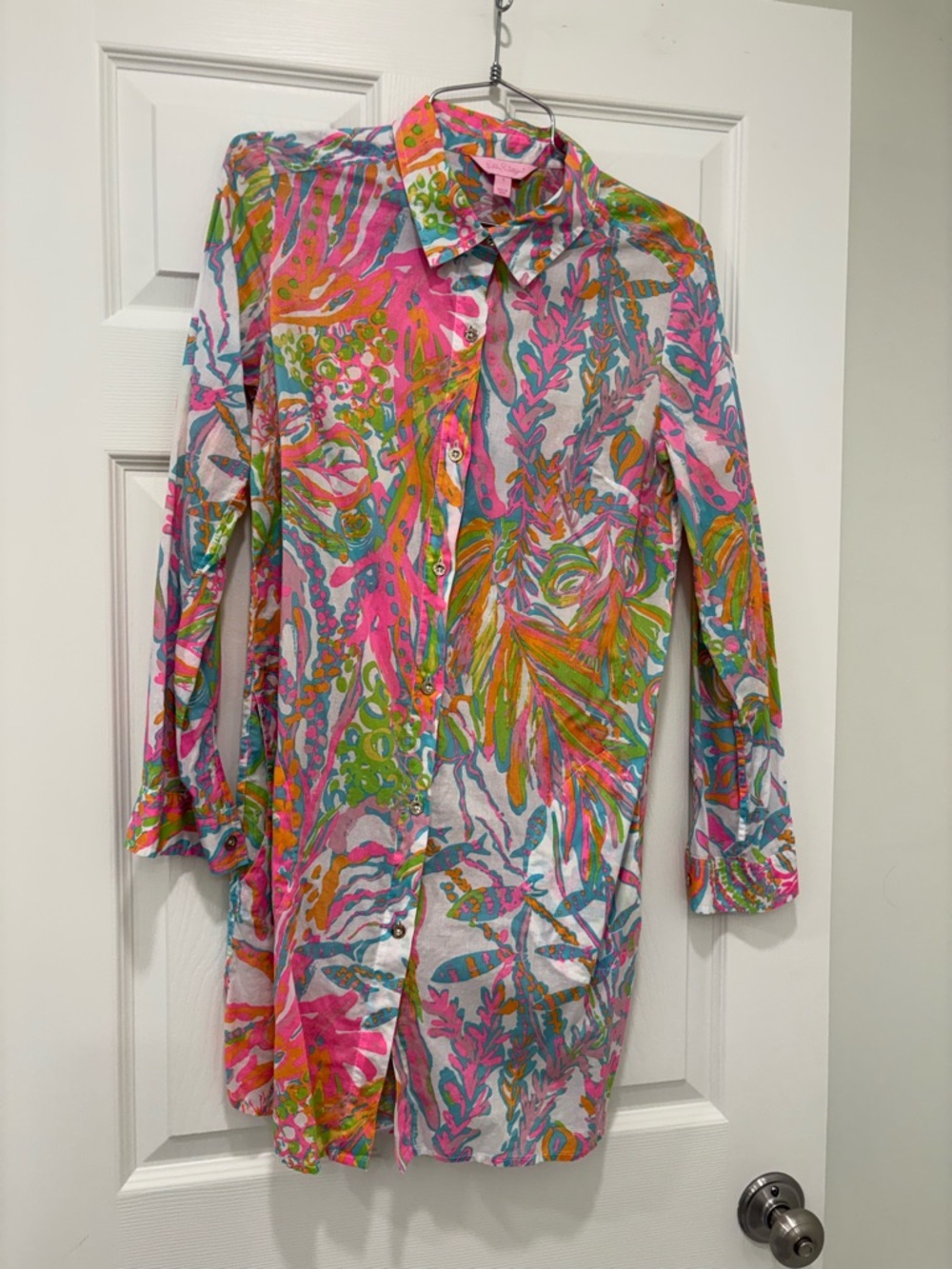 Lilly Pulitzer Bright Tropical Print Button-Up cover up